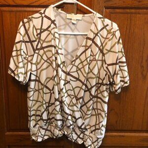 Michal Kors Womens white with geometric patterns blouse size L